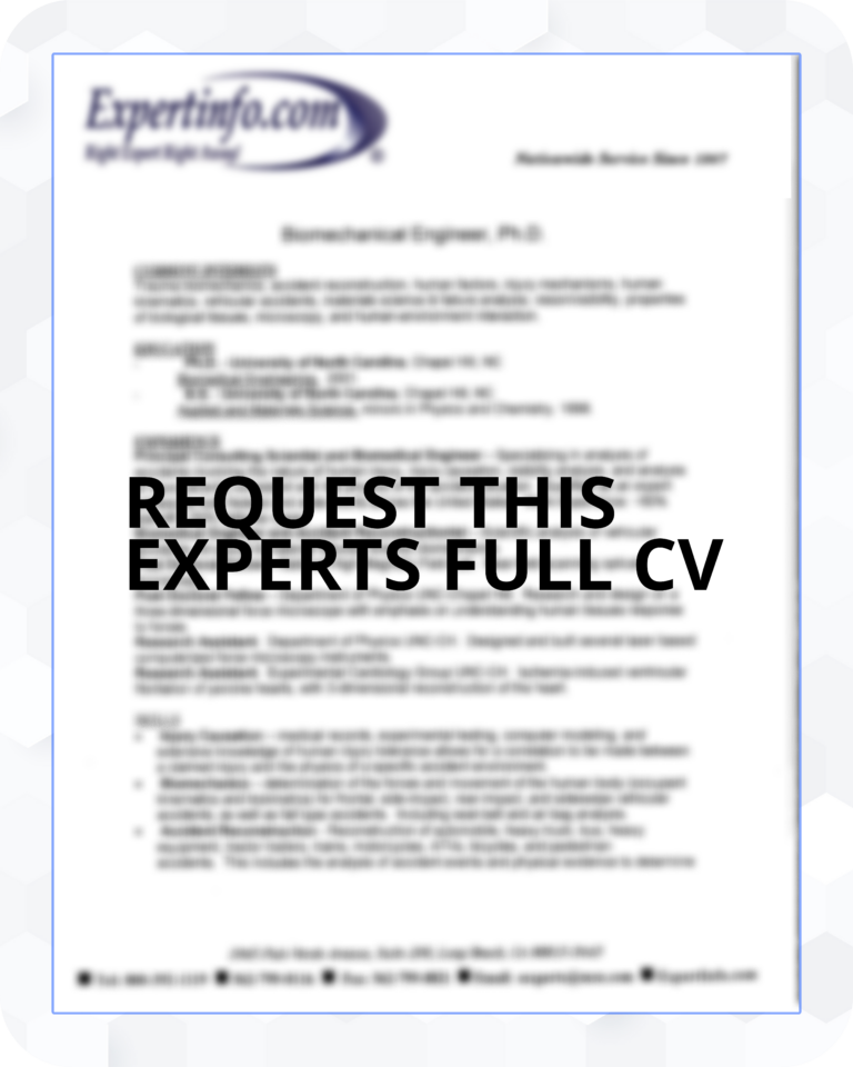 A blurry image of a generic CV with a message in bold capital letters, "REQUEST THIS EXPERTS FULL CV"